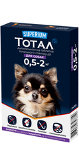 Антигельминтная таблетка Superium Тотал для собак весом 0.5 - 2 кг