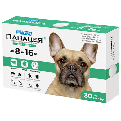 Противопаразитарная таблетка Superium Панацея для собак (8-16 кг)