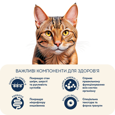 Сухий корм для активних дорослих котів Курочка та креветка For active, 1.6 кг