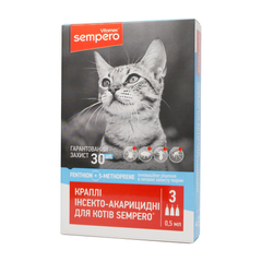 Противопаразитарные капли Sempero на холку для кошек, 0.5 мл (3 пипетки)