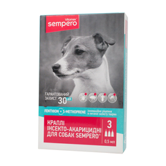 Протипаразитарні краплі Sempero на холку для собак 3-10 кг, 0.5 мл (3 піпетки)