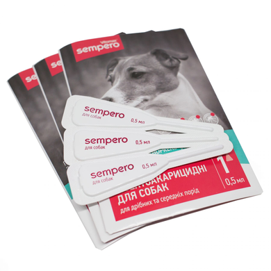Противопаразитарные капли Sempero на холку для собак 3-10 кг, 0.5 мл (3 пипетки)
