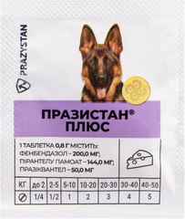 Антигельминтные таблетки Празистан+ для собак с ароматом сыра (1 табл.)
