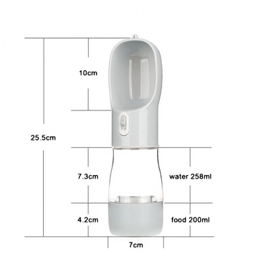 Drinking bowl for dogs and cats with food compartment, 260 ml (grey)