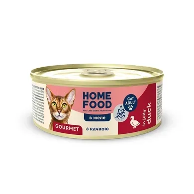Беззерновий консервований корм HOME FOOD для котів з качкою в желе