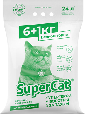 Наповнювач деревний SuperCat з ароматизатором, 6+1 кг