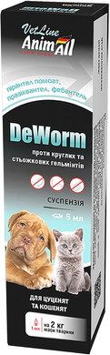 Антигельминтный препарат AnimAll VetLine DeWorm для щенков и котят (суспензия)