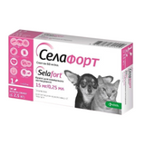 KRKA Selafort &mdash; Selafort antiparasitic drops for fleas, ticks and worms for dogs and cats weighing up to 2.5 kg, 1 pipette