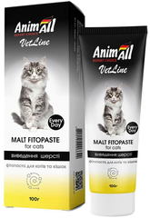 Фітопаста AnimAll VetLine Malt для виведення шерсті зі шлунку котів, 100 г