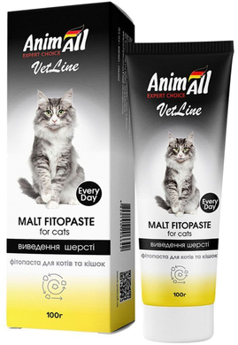 Фітопаста AnimAll VetLine Malt для виведення шерсті зі шлунку котів, 100 г
