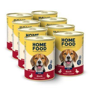 Беззерновий вологий корм HOME FOOD для собак &mdash; Паштет з качкою, 8 х 360 г