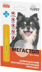 Капли ProVET Мегастоп на холку от блох и клещей для собак до 4 кг