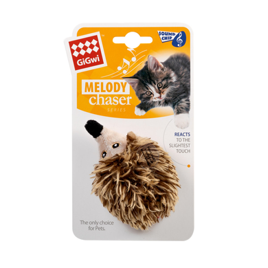 Toy for cats Hedgehog with electronic chip GiGwi Melody chaser, artificial fur, 10 cm