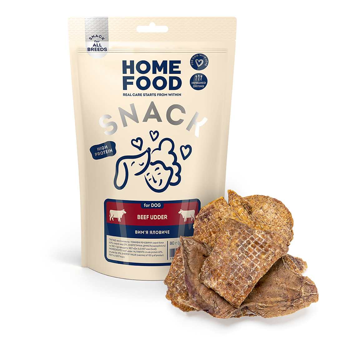 Лакомство для собак HOME FOOD Вымя говяжье вяленое