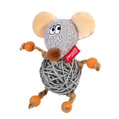 Іграшка для котів Мишка з дзвіночком GiGwi Catch&Scratch, текстиль, мотузка, ротанг, 8 см