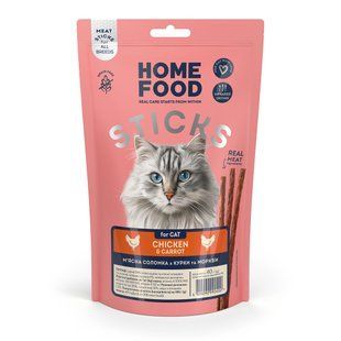 Treats for cats HOME FOOD Meat sticks Chicken and carrot, 40 g