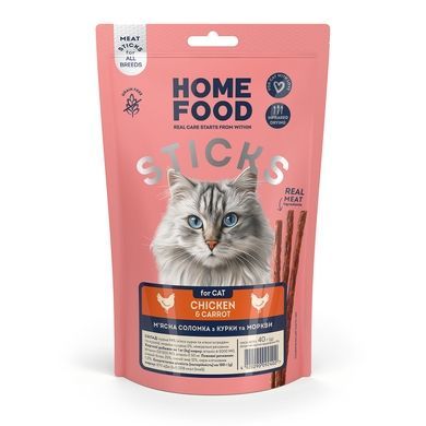 Лакомство для кошек HOME FOOD Мясная соломка из курицы и моркови, 40 г