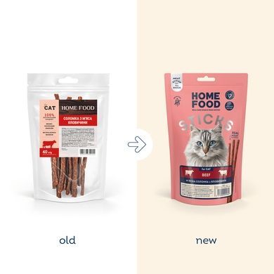 Ласощі для котів HOME FOOD М&rsquo;ясна соломка з яловичини, 40 г