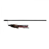 Trixie &ndash; feather & leather strip fishing wand for cats, 50 cm, natural materials