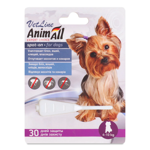 AnimAll VetLine &mdash; противопаразитарные капли АнимАлл на холку от блох и клещей для собак весом 4&ndash;10 кг, 1 пипетка