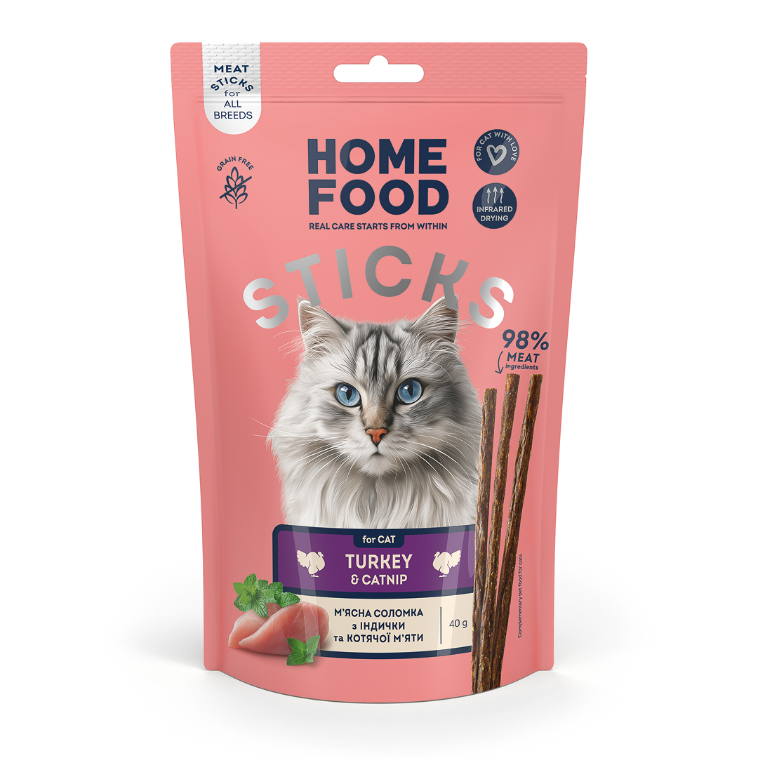 HOME FOOD meat stick treats with turkey and catnip