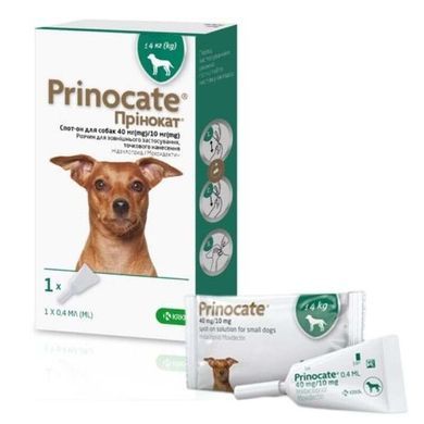KRKA Prinocate &mdash; antiparasitic spot-on drops Prinocate against fleas, ticks and helminths for dogs weighing up to 4 kg, 1 pipette