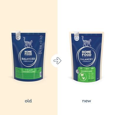 Complete dry food HOME FOOD for kittens 1-12 months Chicken and Lamb Balanced Formula, 300 g