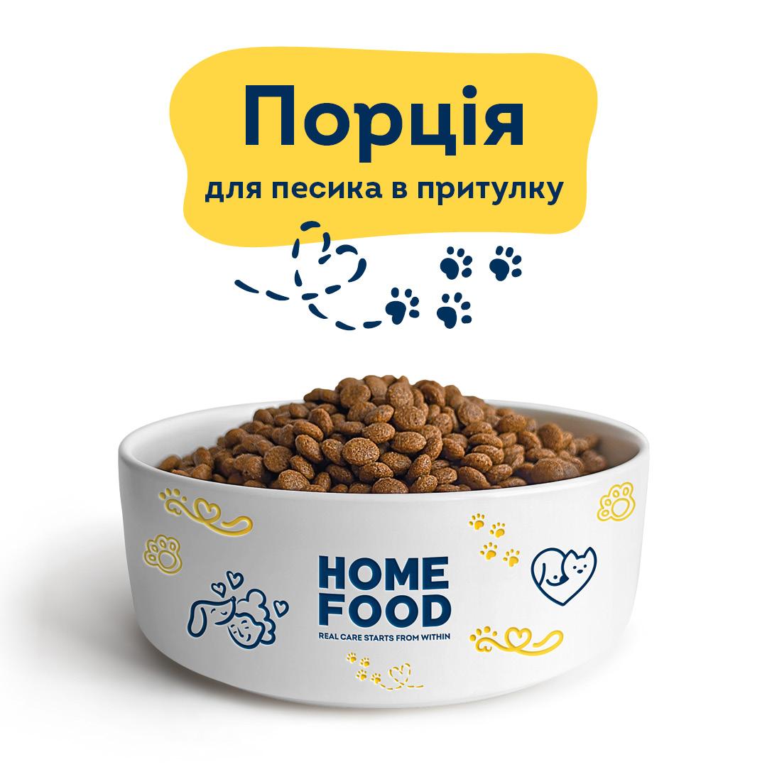 Порція корму для песика в притулку