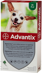 Капли Bayer Advantix от блох и клещей для собак весом до 4 кг