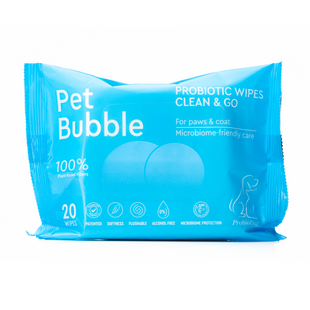 ProbioDay Pet Bubble &mdash; влажные салфетки с пробиотиками для очищения лап, шерсти и кожи собак и кошек Пробиодей, 20 шт