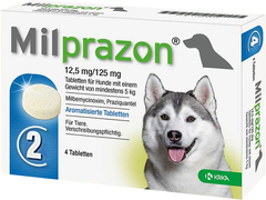 Таблетки KRKA Мілпразон від гельмінтів для собак вагою більше 5 кг, 12.5 мг/125 мг, 2 таб