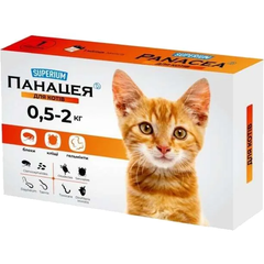 Противопаразитарная таблетка Superium Панацея против блох, клещей и гельминтов, для кошек весом 0.5-  2 кг