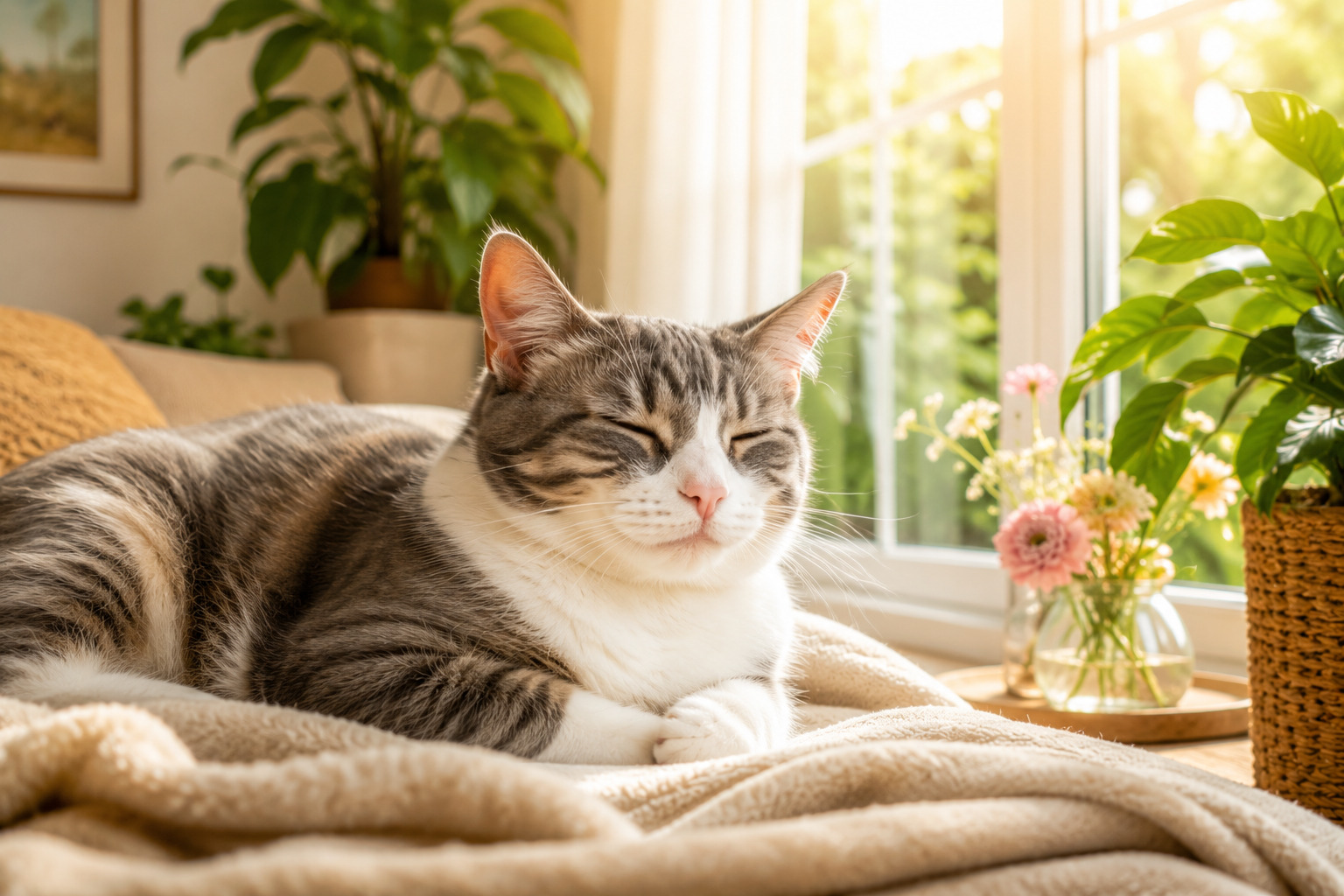 Кошка после спокойной процедуры