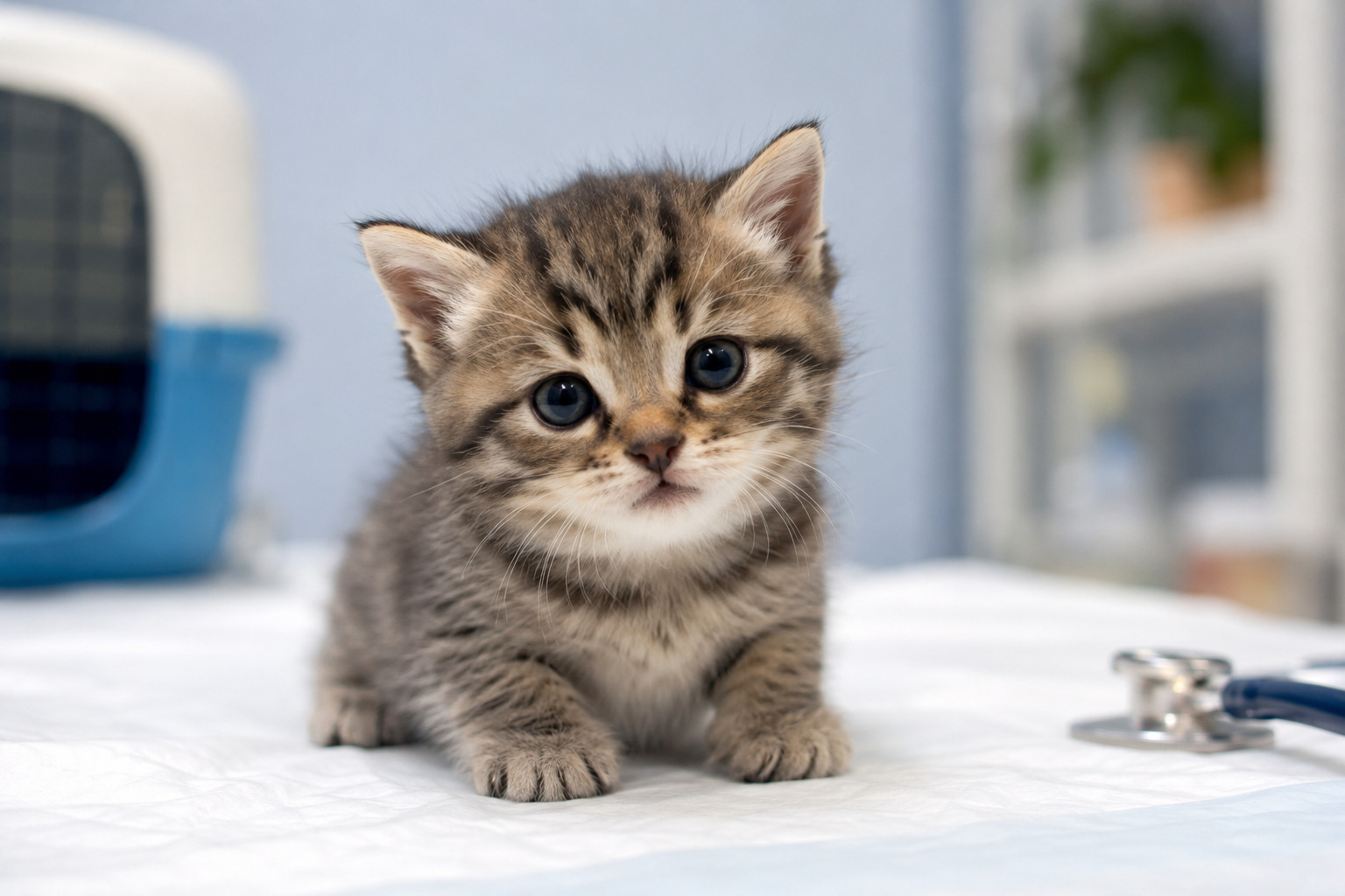 A kitten during a gentle examination
