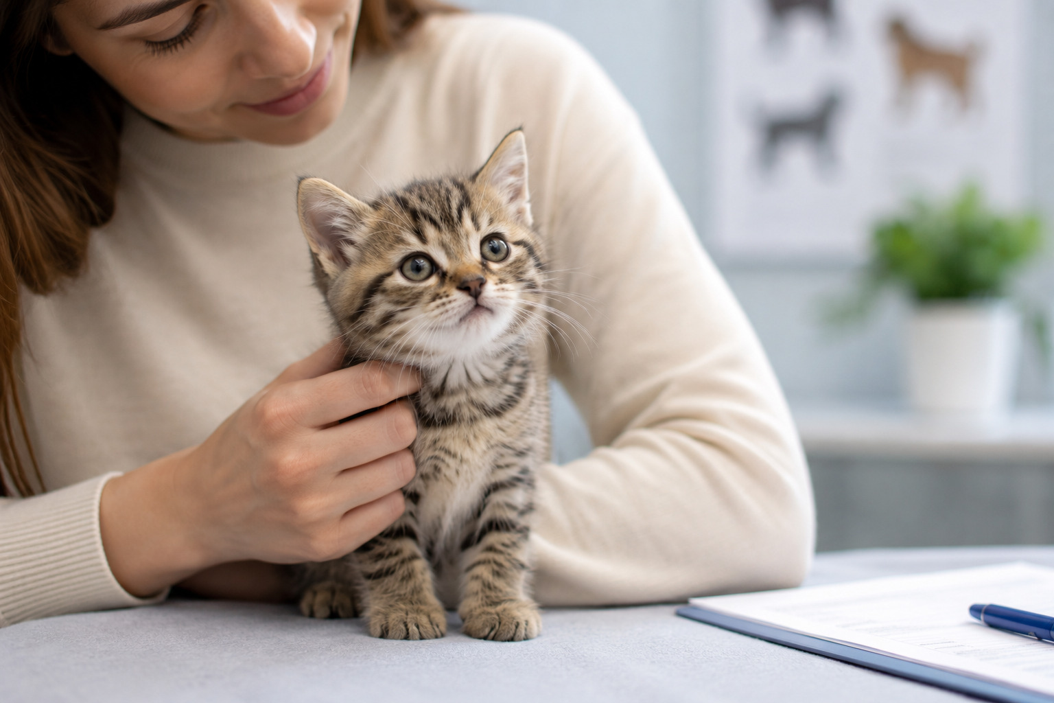 A kitten after examination