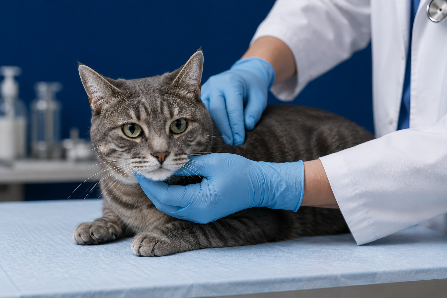 A cat at a veterinary examination