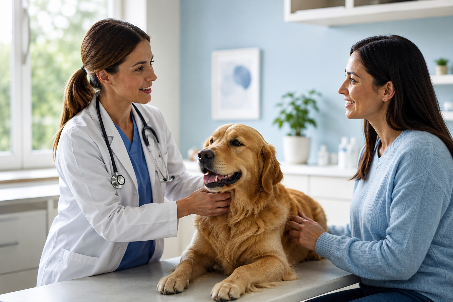 Dog being examined by a veterinarian