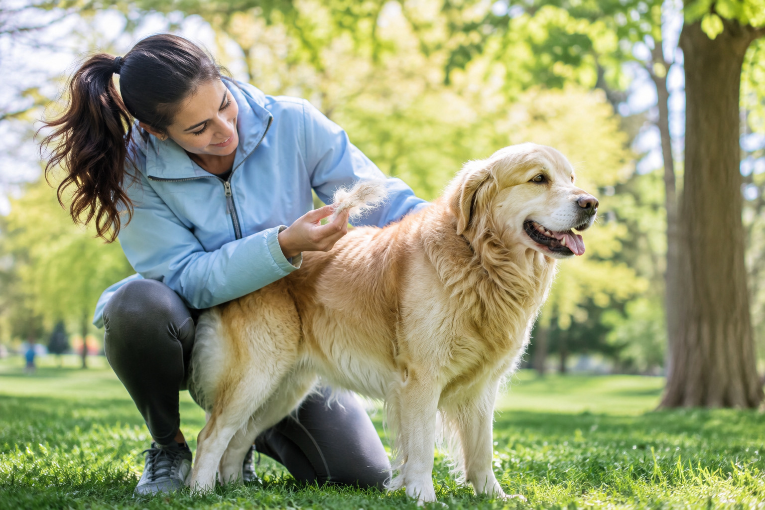 Dog during seasonal shedding