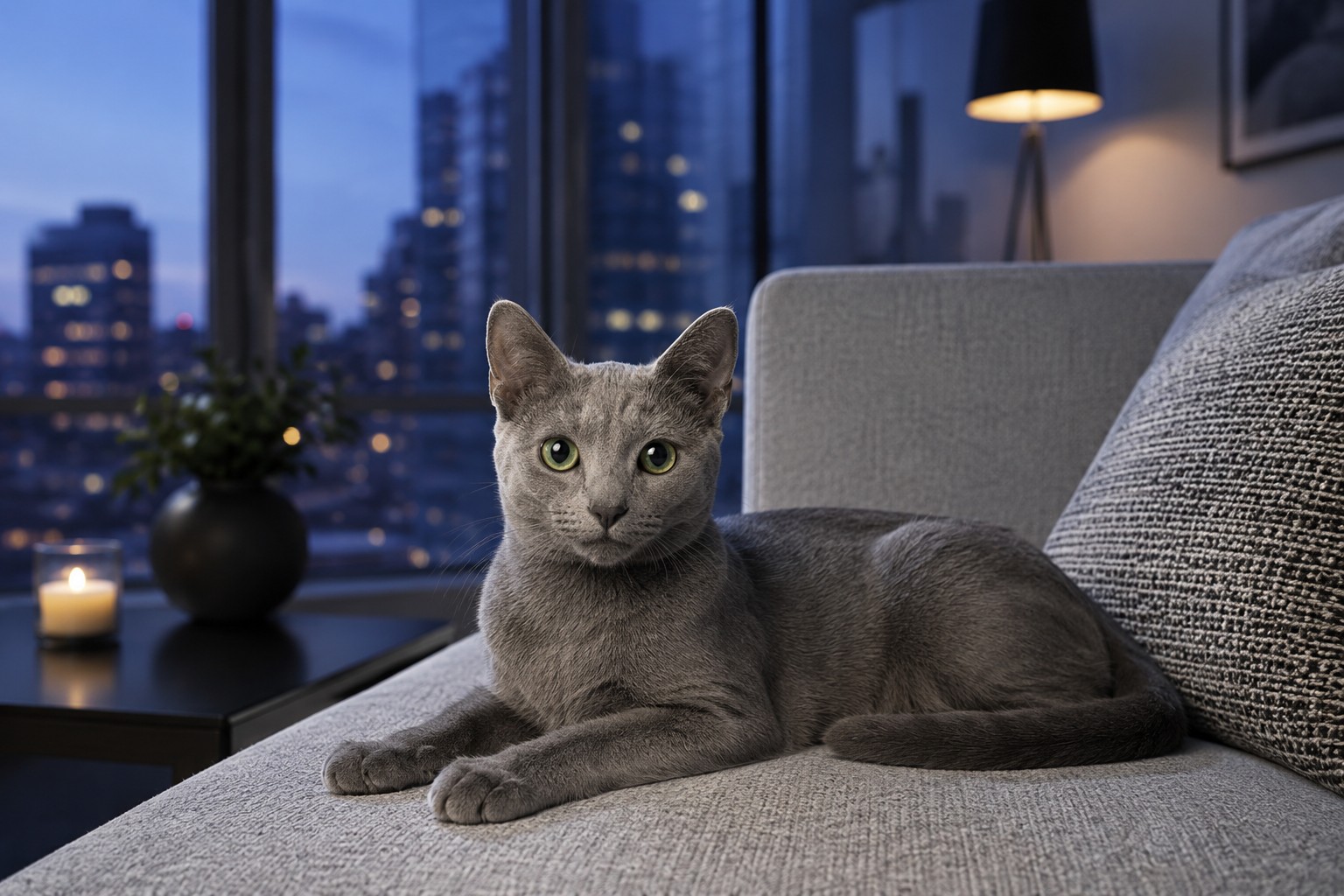 Russian Blue cat close-up