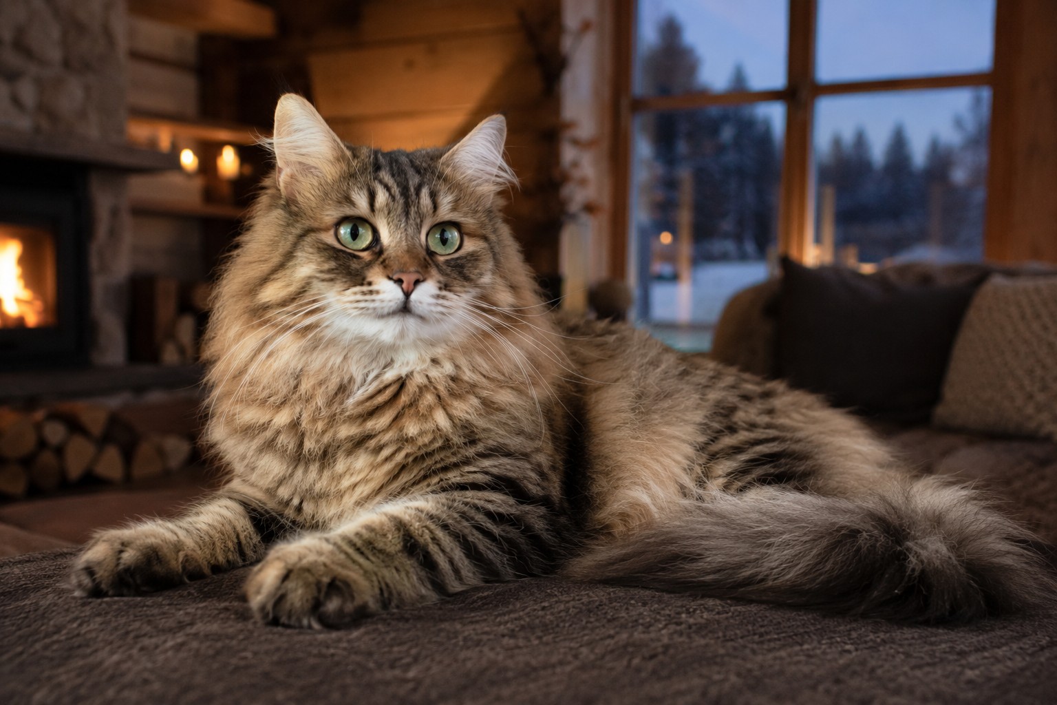 Siberian Cat at Home